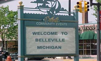 Welcome to Belleville Sign Greeting guests and residents to the city